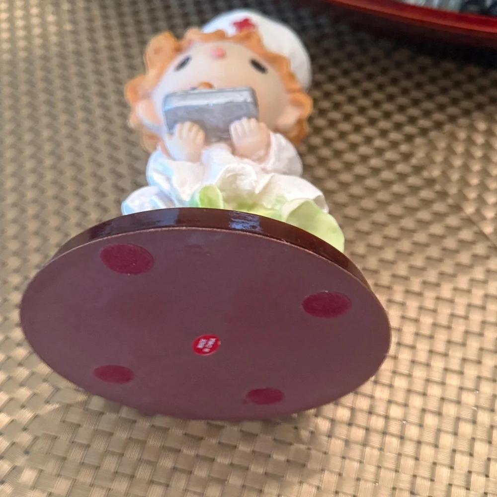 Charming Nurse Figurine with Tray - White and Green
